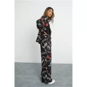 I Saw It First Black Wide Leg Chain Print Trousers - Black