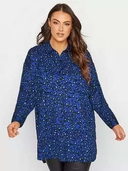 Yours Oversized Boyfriend Shirt - Blue Size 34-36, Women