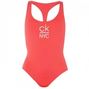 Calvin Klein NYC Racer Back Swimsuit - Red XBG