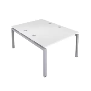 Telescopic Sliding 4 Person White Bench with Cable Port - 1200 X 800 - Silver Frame