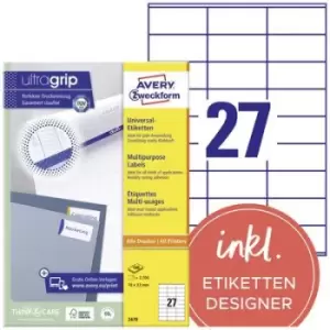 Avery-Zweckform 3479 70 x 32mm Paper White 2700 pc(s) Permanent All-purpose labels Laser 100 Sheet A4