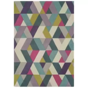 Asiatic Funk Chevron 02 Rug Blue Green - 140x200cm, Wool, Geometric - Blue/Green/Pink/Cream