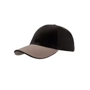 Atlantis Liberty Sandwich Heavy Brush Cotton 6 Panel Cap (Pack Of 2) (One Size) (Black/Grey)