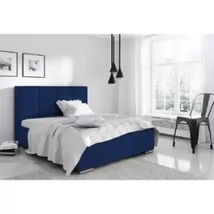 Bulia Upholstered Beds - Plush Velvet, Small Double Size Frame, Blue - Blue