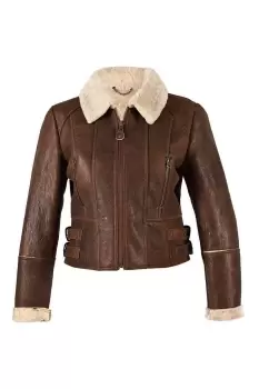 Ella Cropped Sheepskin Flying Jacket