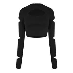 I Saw It First Cut Out Long Sleeve Crop Top - Black