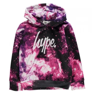 Hype Pink Space Print Kids Pullover Hoodie - Pink