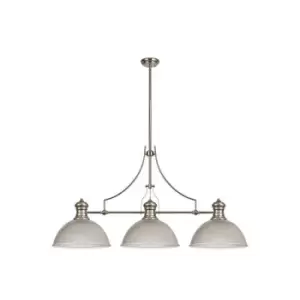 3 Light Telescopic Ceiling Pendant E27 With 38cm Dome Glass Shade, Polished Nickel, Clear - Luminosa Lighting