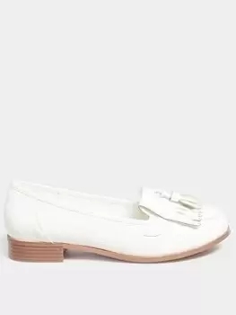 Yours Yours Extra Wide Fit Patent Tassel Loafer White, Size 10, Women