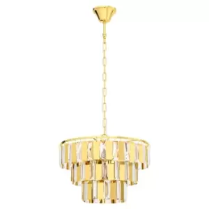 Pendant Ceiling Light Colour Brass Tiered Clear CrystalsBulb E14 5x40W