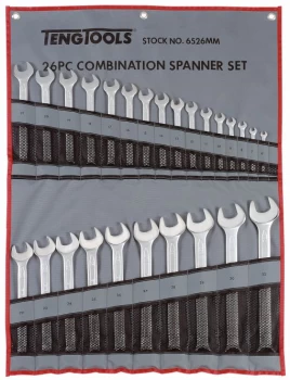 Teng Tools 6526mm 26 Piece Combination Spanner Set 6 - 32mm in Tool Roll