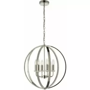 Hanging Ceiling Pendant Light Bright Nickel Globe Shade 6 Bulb Orb Loop Lamp