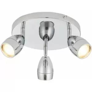 IP44 Bathroom Ceiling Spotlight Chrome Plate Triple Round Modern Downlight