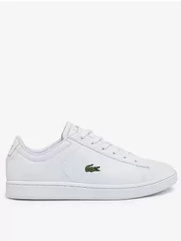 Lacoste Junior Carnaby Evo 0121 Trainers, White/Pink, Size 3 Older