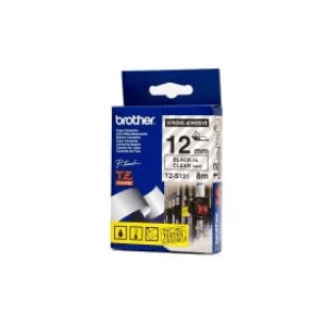 Brother TZ-S131 Original P-touch Strong Adhesive Black on Clear Tape 12mm x 8m