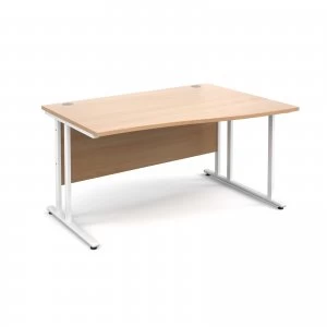 Maestro 25 WL Right Hand Wave Desk 1400mm - White Cantilever Frame be