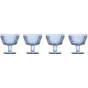 Set of Four Fleur Blue Dessert Dishes - Premier Housewares