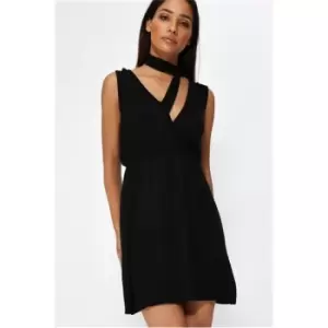 I Saw It First Jersey Swing Dress With Choker - Black