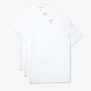 Lacoste Mens 3 Pack Cotton Crewneck T-Shirts - White - L