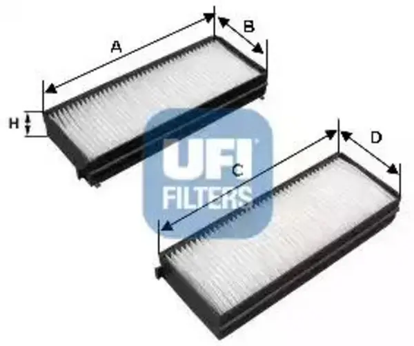 UFI 53.142.00 Interior Air Cabin/ Pollen Filter Set Of 2