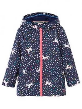 Joules Girls Raindance Unicorn Raincoat - Navy, Size 6 Years, Women