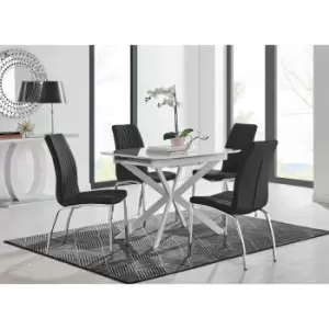 Furniture Box LIRA 100 Extending Dining Table and 4 Black Isco Chairs