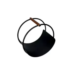 Ivyline Leather Handle Round Log Holder 43Cm