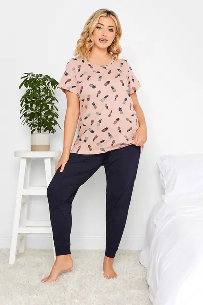 Yours Printed Pyjama Set Pink