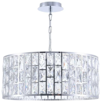 Gelid Chandelier Cylindrical Pendant Chrome & Crystal, 4 Light, E27