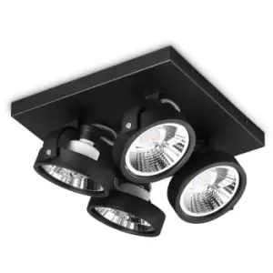 Ideal Lux KONIG 4 Light Ceiling Spotlight Clusters Black