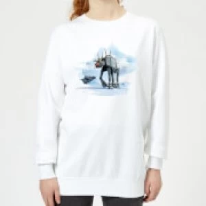 Star Wars AT-AT Reindeer Womens Christmas Sweatshirt - White - XL