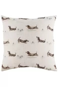 Oakwood Dog Repeat Hand-Painted Printed Cushion