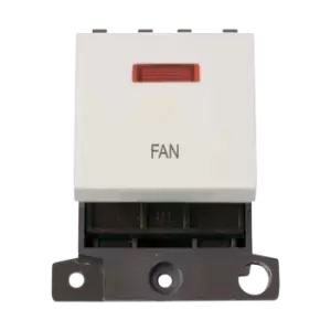 Click Scolmore MiniGrid 20A Double-Pole Ingot & Neon Fan Switch White - MD023PW-FN