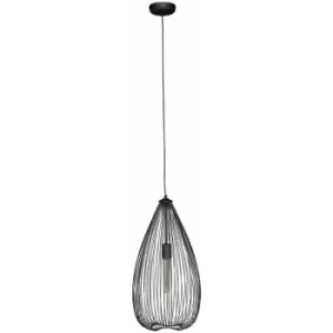 Premier Housewares - Teardrop Black Pendant Light Contemporary Style Ceiling Light For Living Room Dining Room Bedroom And Hallway Black Finish Sleek