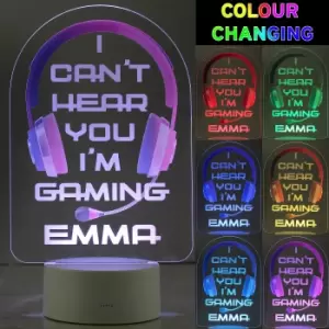 Personalised Pink Gaming Colour Changing Night LED Light White