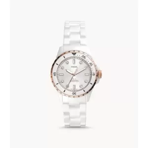 Fossil Womens Fb-01 Three-Hand Ceramic Watch - White