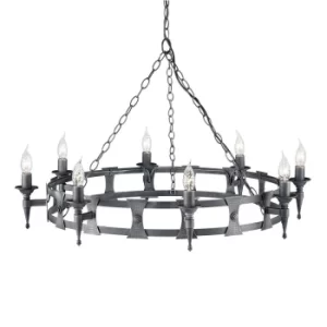 Saxon 8 Light Chandelier Black, Silver Finish, E14