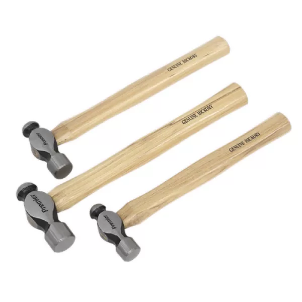 Genuine SEALEY AK203 Ball Pein Hammer Set 3pc Hickory Shaft