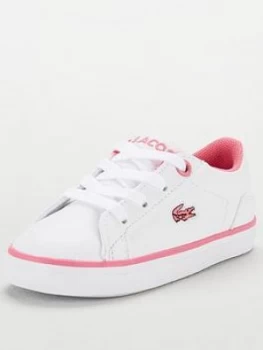 Lacoste Lerond Bl 2 Infant Trainer, White/Pink, Size 9 Younger