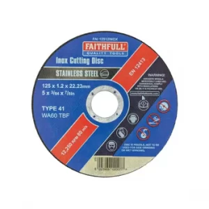 Faithfull FAI12512INOX Inox Cutting Disc 125 x 1.2 x 22.23mm