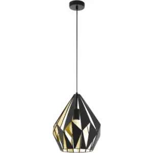 Hanging Ceiling Pendant Light Black & Gold Geometric 1x 60W E27 Feature Lamp