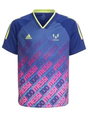 Boys, adidas Messi Ic Tee, Purple, Size 13-14 Years