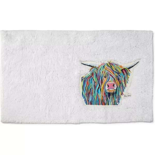 Art by Steven Brown Angus McCoo Bath Rug, Non-Slip Backing, Applique Design - White - Croydex