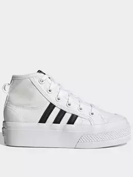 adidas Originals Unisex Kids Nizza Platform Trainers - White/Black, Size 10 Younger