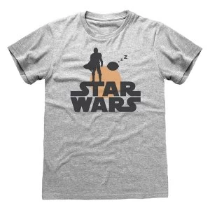 Star Wars - The Mandalorian Silhouette Unisex Large T-Shirt - Grey