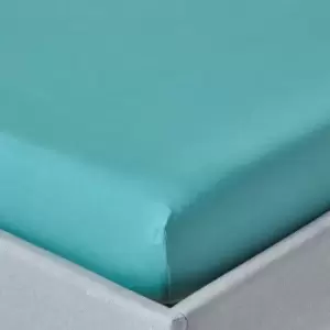 HOMESCAPES Teal Egyptian Cotton Fitted Sheet 200 Thread Count, Super King - Teal - Teal