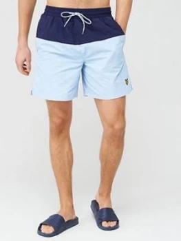 Lyle & Scott Half Split Swim Short - Light Blue/Navy, Light Blue/Navy Size M Men