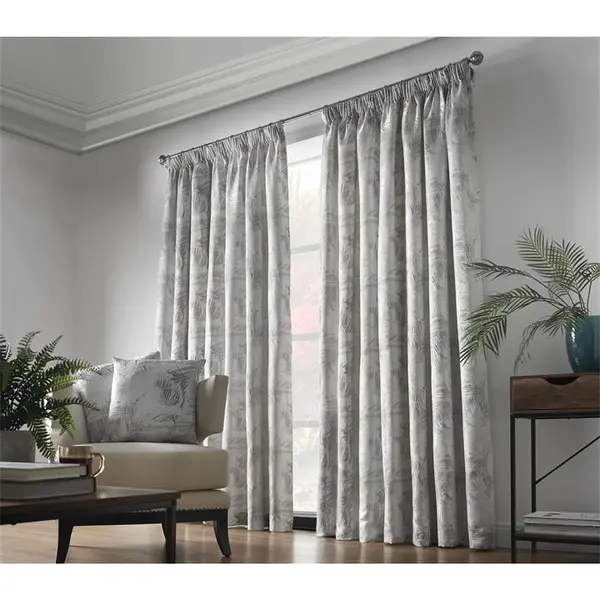 Other Fiji Multi Yarn Fully Lined Pencil Pleat Curtains - Silver 66x72 Inch