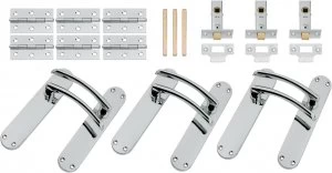 Wickes Dante Latch Door Handle Set - Polished Chrome 3 Pairs