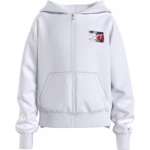 Tommy Hilfiger Flag Print Zip Hoodie - White YBR